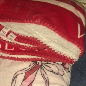 Red and White Fleece Blanket